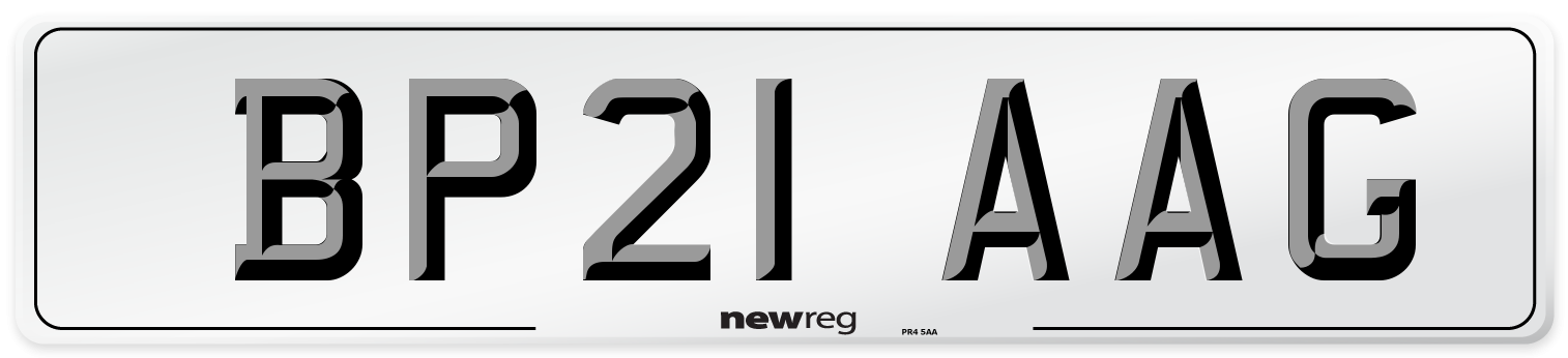 BP21 AAG Number Plate from New Reg